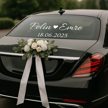 Beyaz Çiçekli Gelin Arabası Süsleme